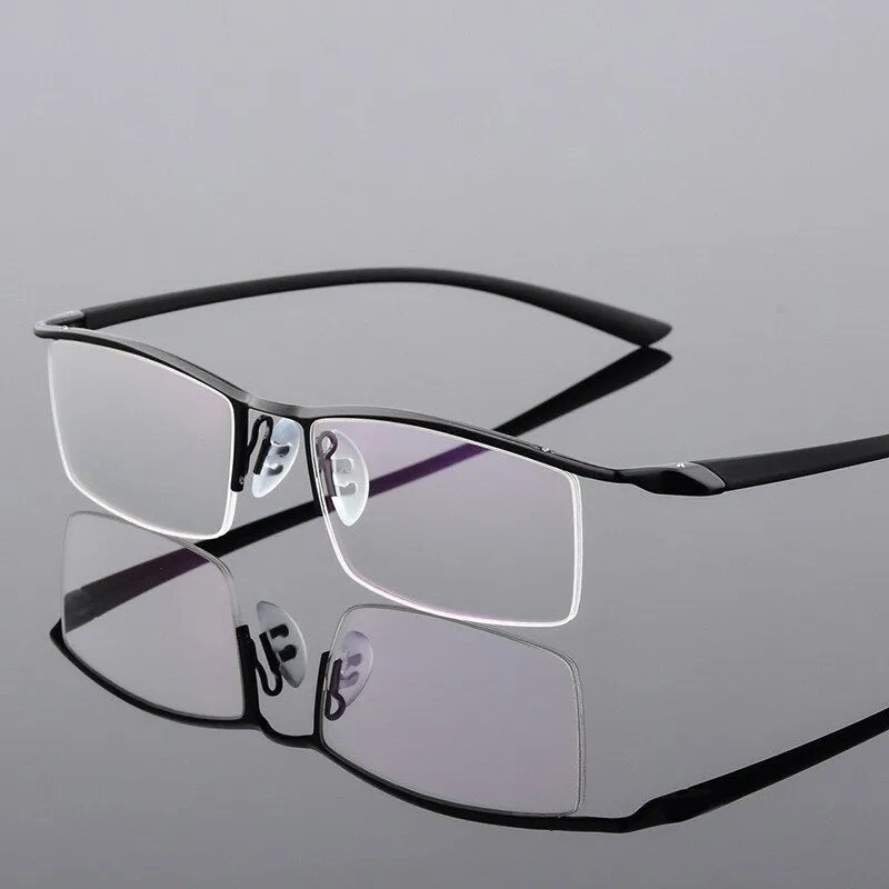 Hotony Men's Semi Rim Browline Alloy Frame Eyeglasses P8190