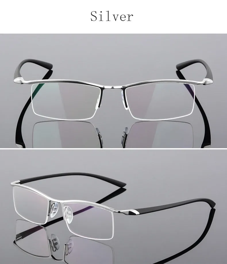 Hotony Men's Semi Rim Browline Alloy Frame Eyeglasses P8190