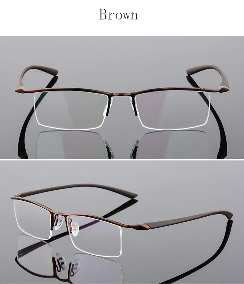 Hotony Men's Semi Rim Browline Alloy Frame Eyeglasses P8190