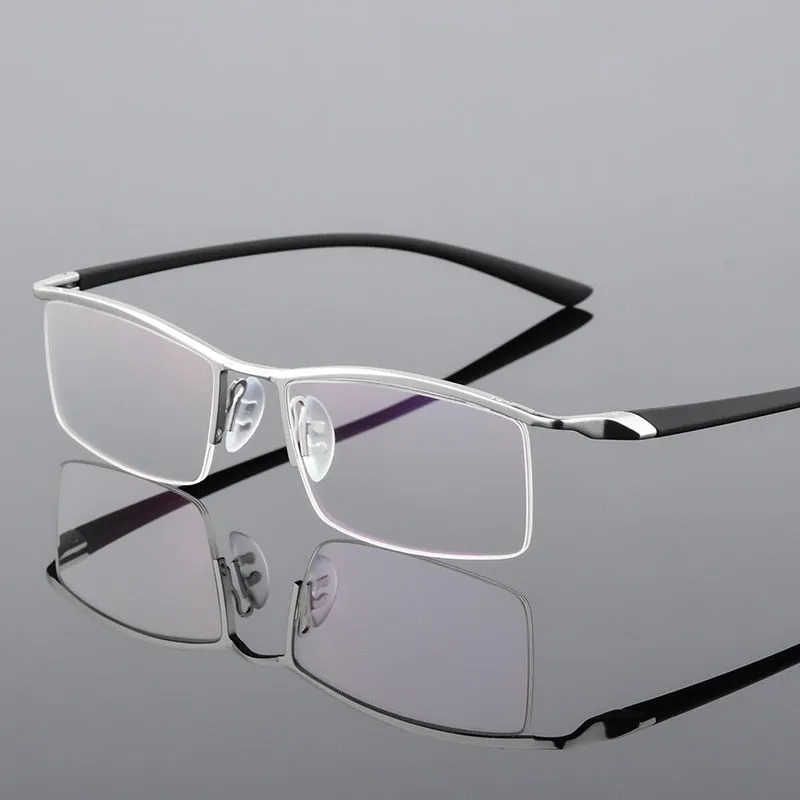 Hotony Men's Semi Rim Browline Alloy Frame Eyeglasses P8190