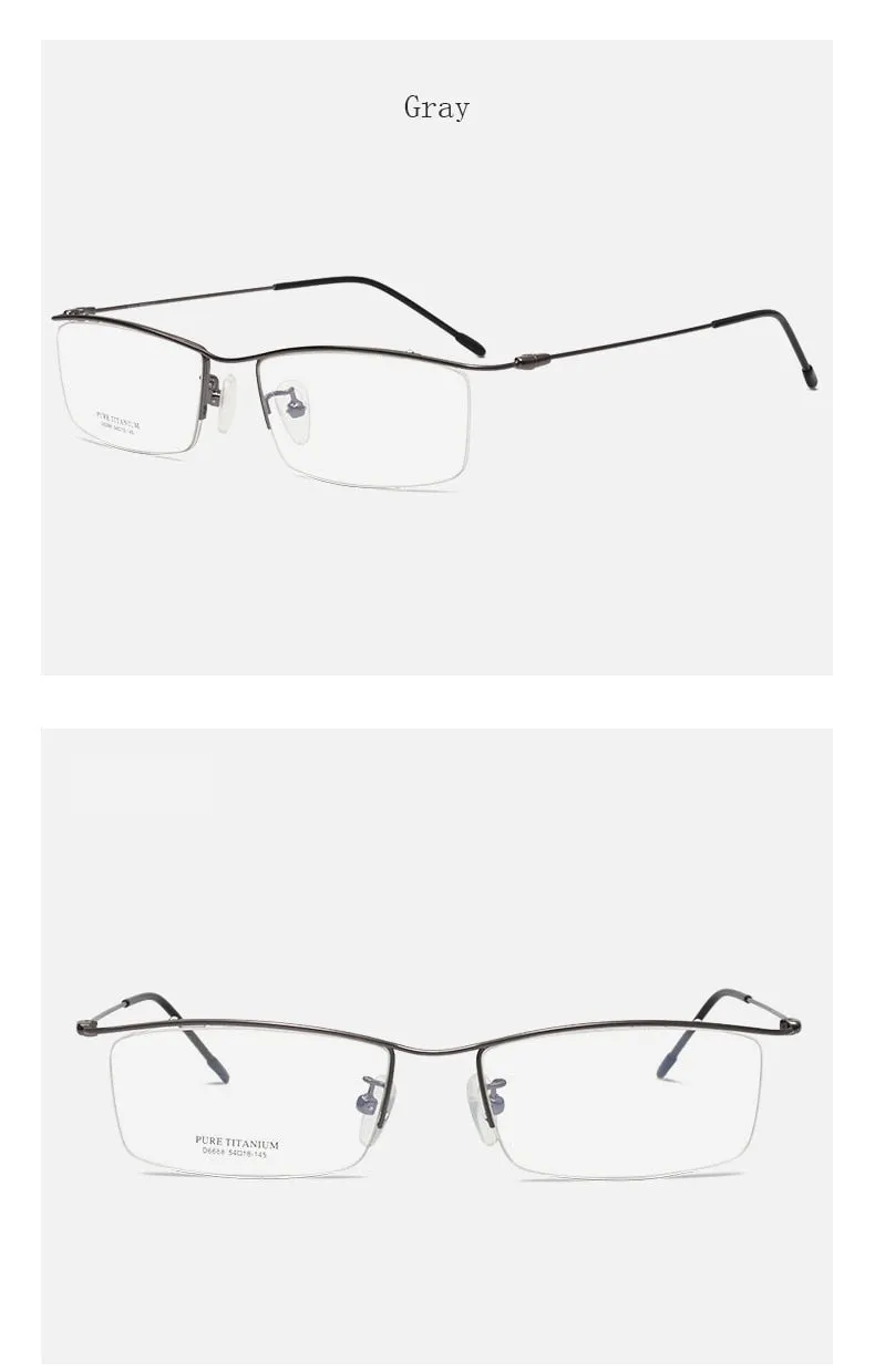 Hotony Men's Semi Rim Browline Titanium Frame Eyeglasses 6688