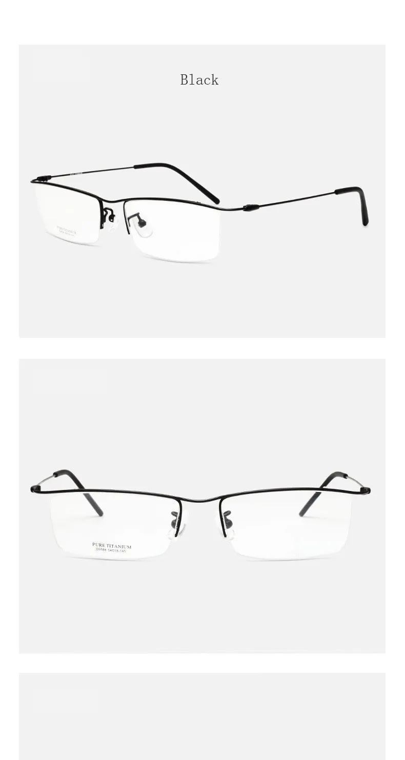 Hotony Men's Semi Rim Browline Titanium Frame Eyeglasses 6688