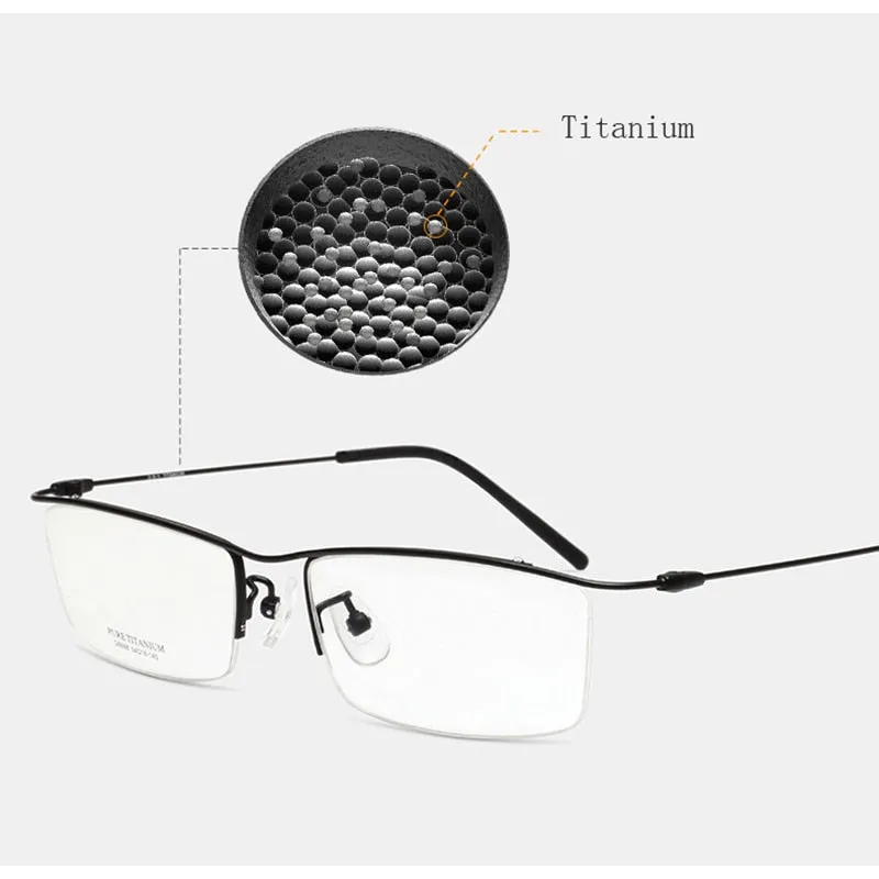 Hotony Men's Semi Rim Browline Titanium Frame Eyeglasses 6688