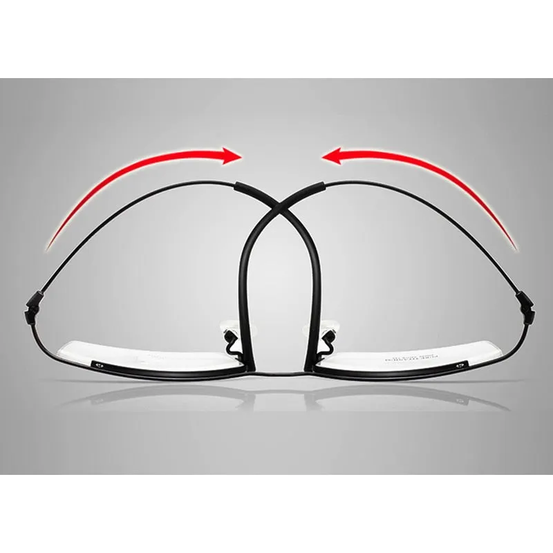 Hotony Men's Semi Rim Browline Titanium Frame Eyeglasses 6688