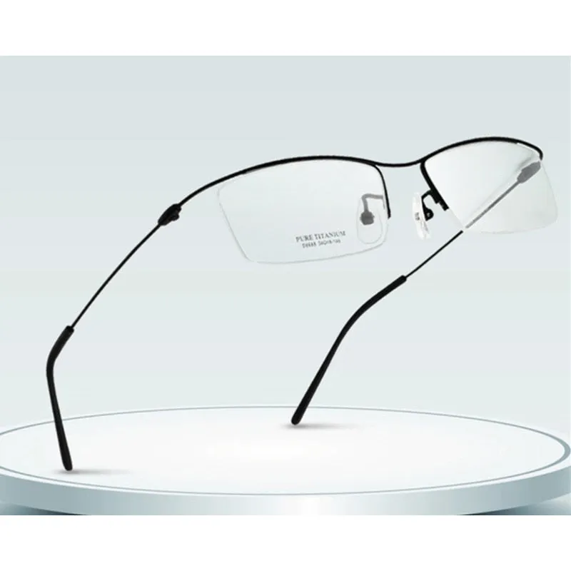 Hotony Men's Semi Rim Browline Titanium Frame Eyeglasses 6688