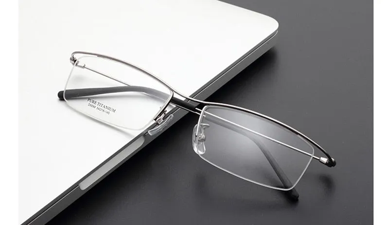 Hotony Men's Semi Rim Browline Titanium Frame Eyeglasses 6688