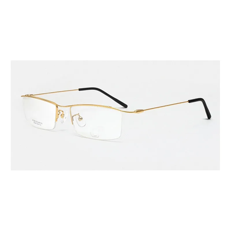 Hotony Men's Semi Rim Browline Titanium Frame Eyeglasses 6688
