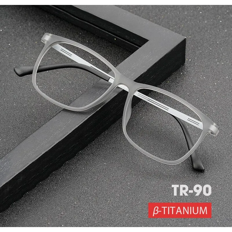 Hotony Unisex Full Rim Square TR 90 Resin B Titanium Frame Eyeglasses 9825