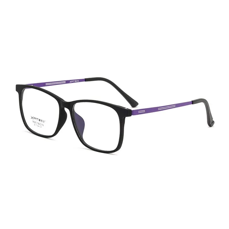 Hotony Unisex Full Rim Square TR 90 Resin B Titanium Frame Eyeglasses 9825