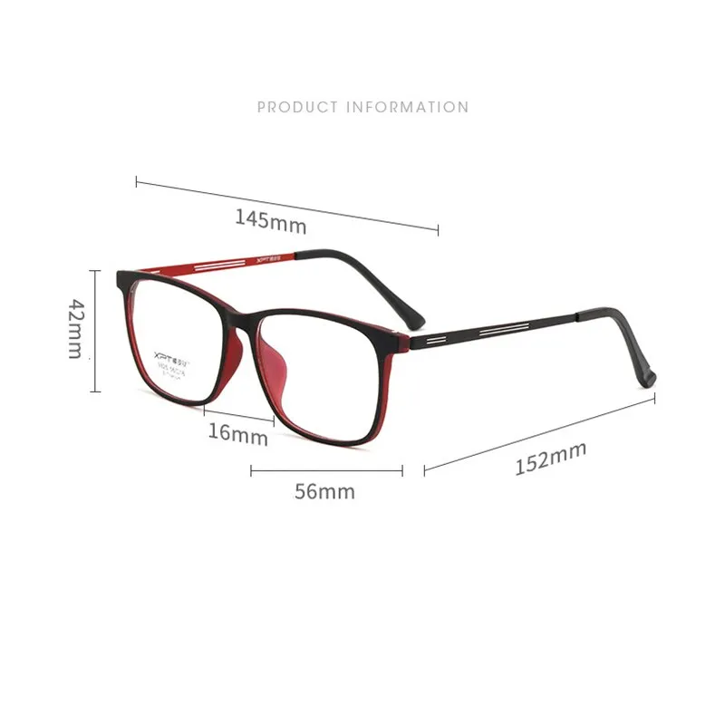 Hotony Unisex Full Rim Square TR 90 Resin B Titanium Frame Eyeglasses 9825