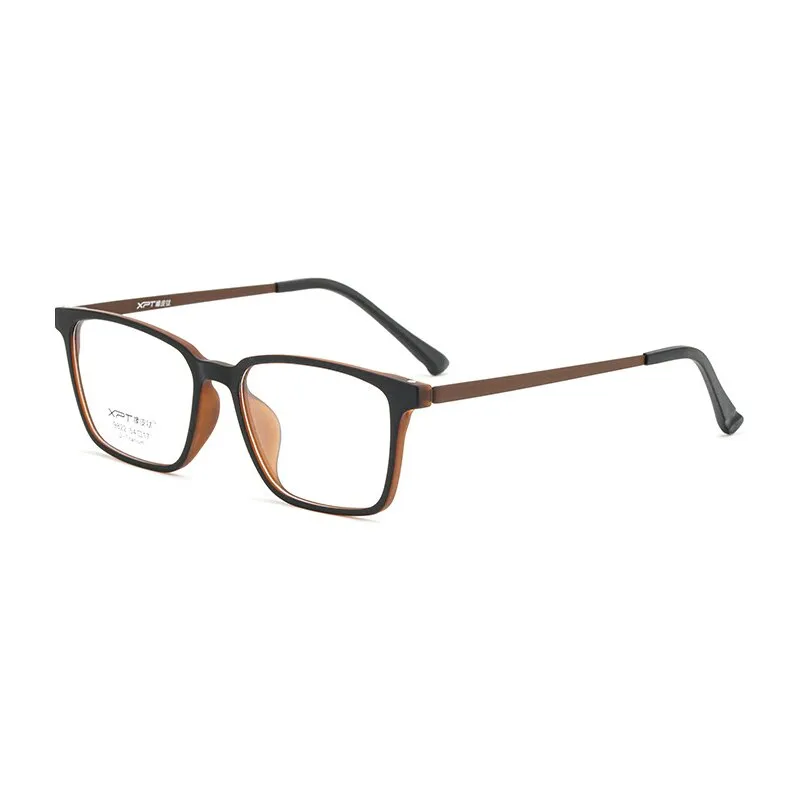Hotony Unisex Full Rim Square TR 90 Resin B Titanium Frame Eyeglasses
