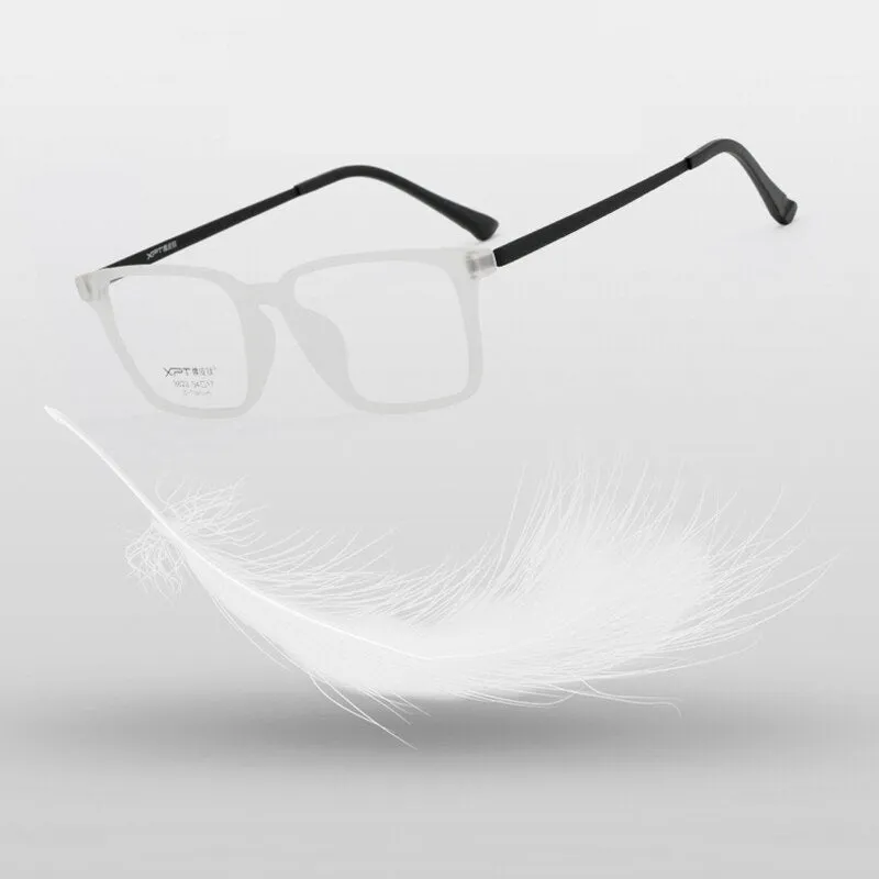 Hotony Unisex Full Rim Square TR 90 Resin B Titanium Frame Eyeglasses