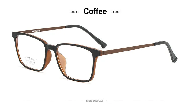 Hotony Unisex Full Rim Square TR 90 Resin B Titanium Frame Eyeglasses