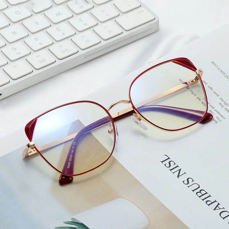 Hotony Women's Full Rim Cat Eye TR 90 Resin Alloy Frame Eyeglasses 95805