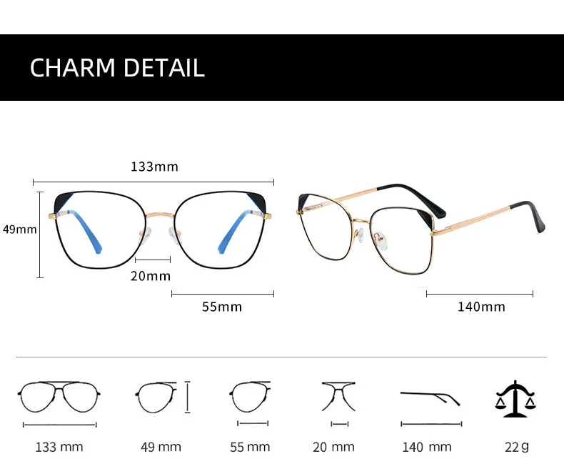 Hotony Women's Full Rim Cat Eye TR 90 Resin Alloy Frame Eyeglasses 95805