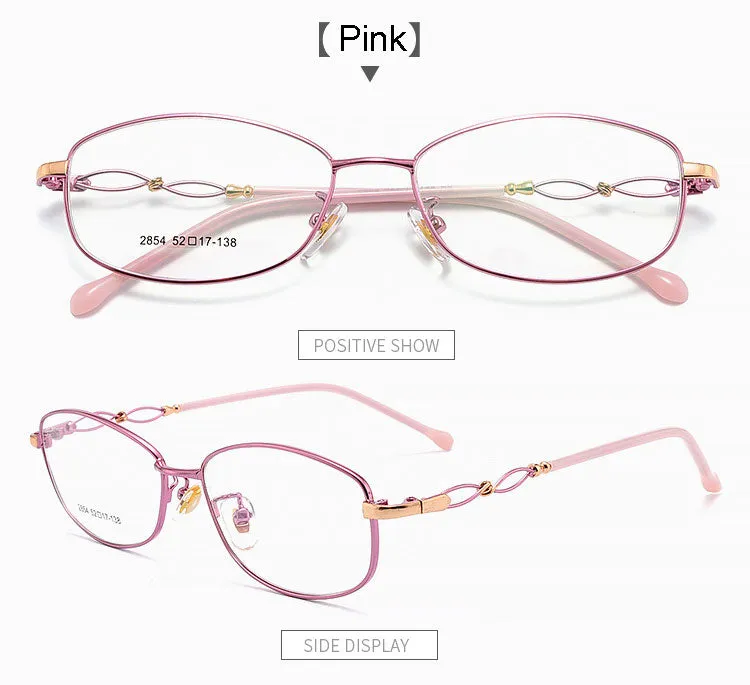 Hotony Women's Full Rim Rectangle Alloy Frame Spring Hinge Eyeglasses 2854