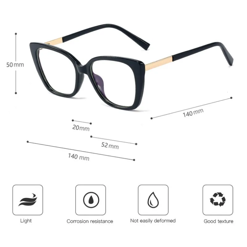 Hotony Women's Full Rim Square Cat Eye TR 90 Alloy Frame Eyeglasses