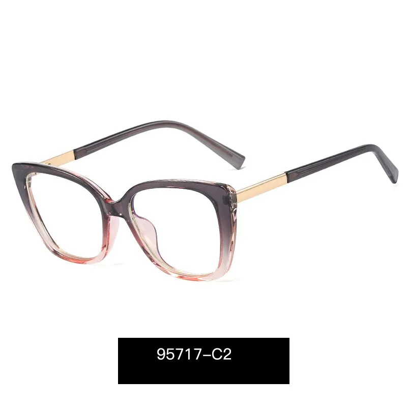 Hotony Women's Full Rim Square Cat Eye TR 90 Alloy Frame Eyeglasses