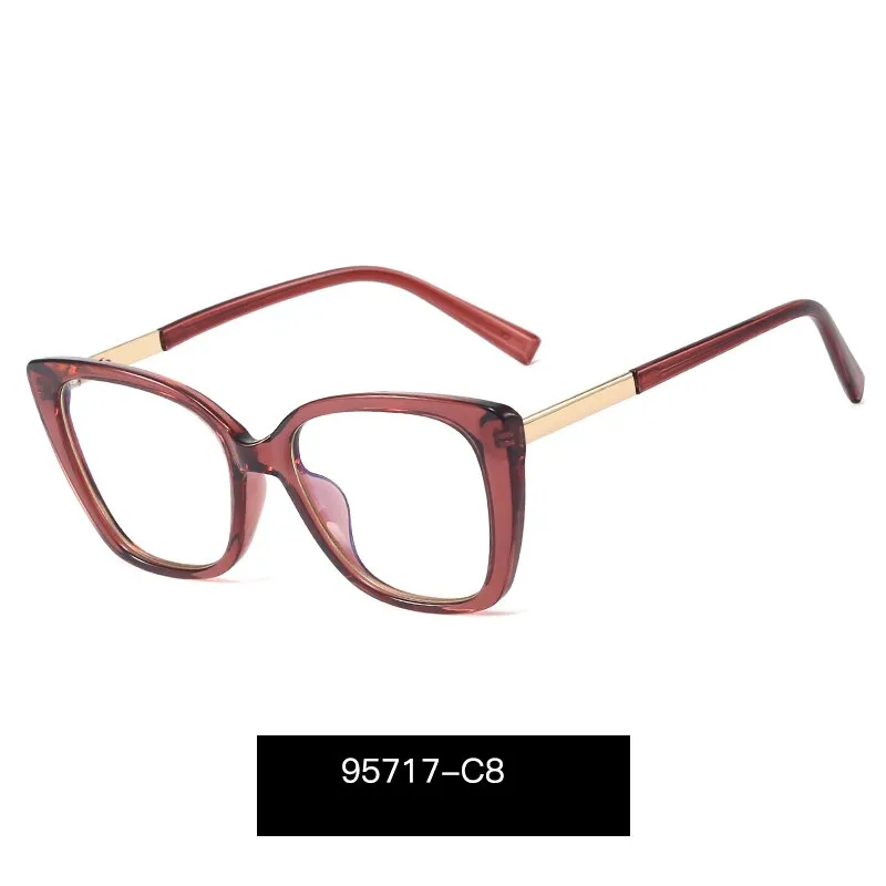 Hotony Women's Full Rim Square Cat Eye TR 90 Alloy Frame Eyeglasses