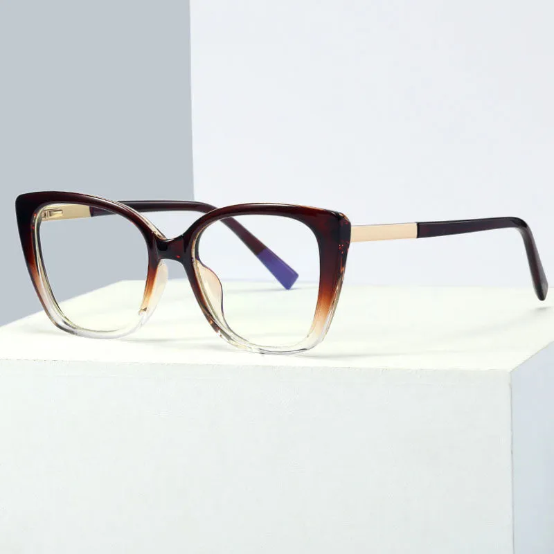 Hotony Women's Full Rim Square Cat Eye TR 90 Alloy Frame Eyeglasses
