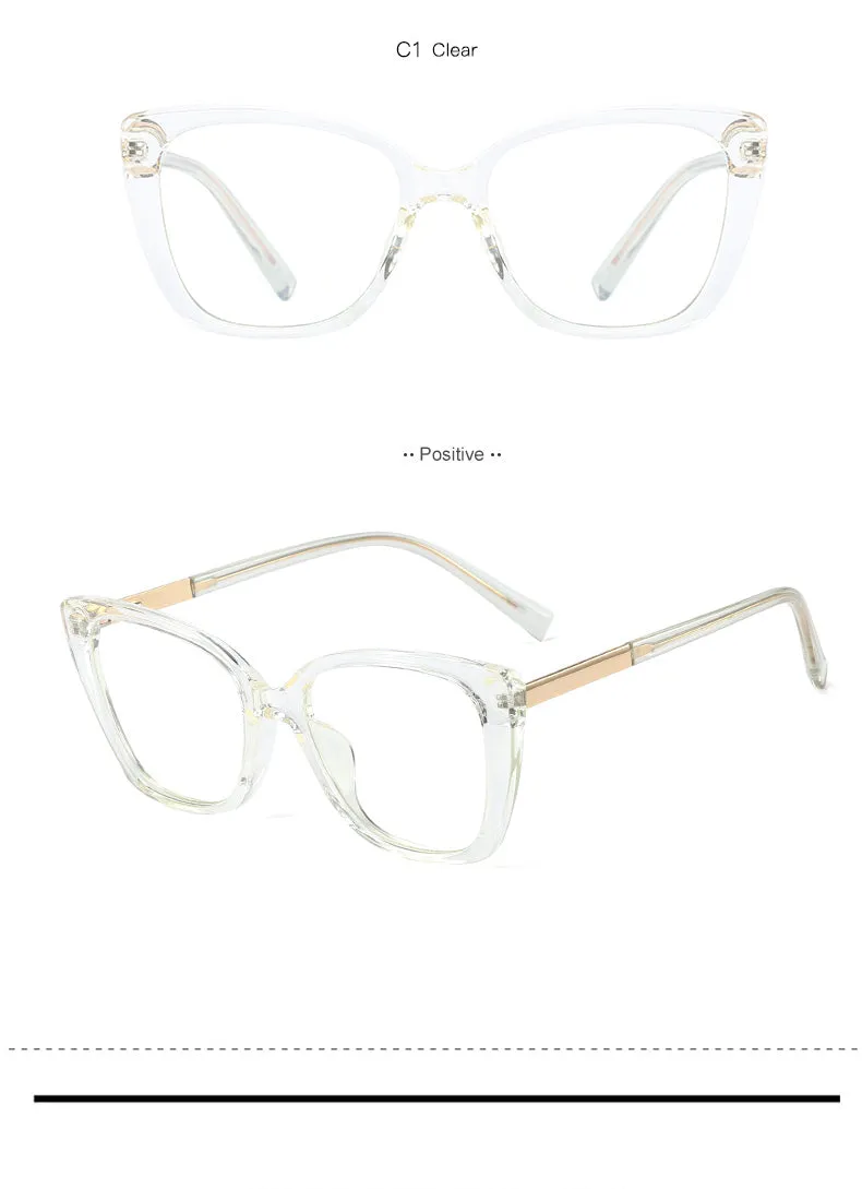 Hotony Women's Full Rim Square Cat Eye TR 90 Alloy Frame Eyeglasses