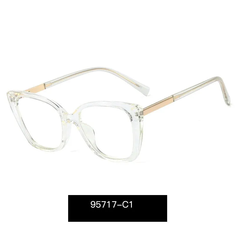 Hotony Women's Full Rim Square Cat Eye TR 90 Alloy Frame Eyeglasses