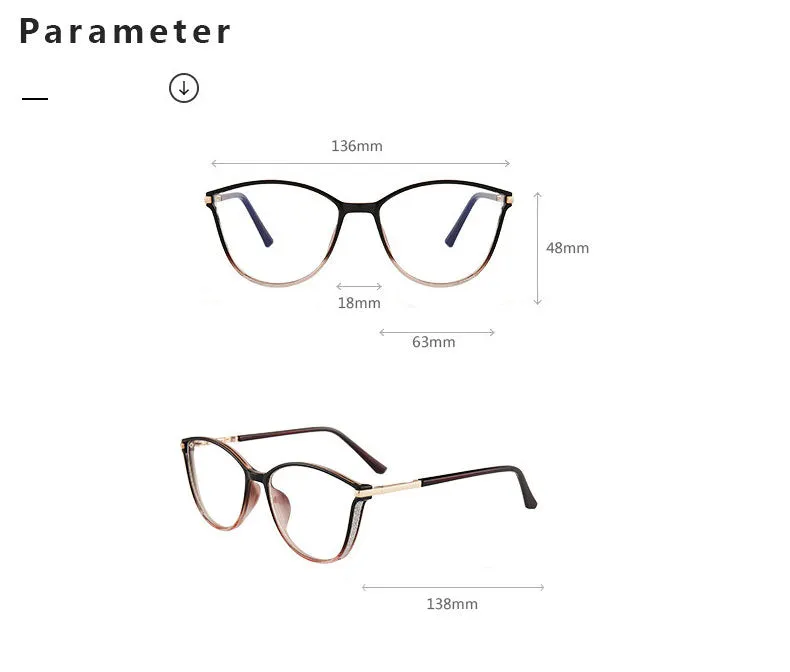 Hotony Women's Full Rim TR 90 Resin Cat Eye Frame Eyeglasses 7041
