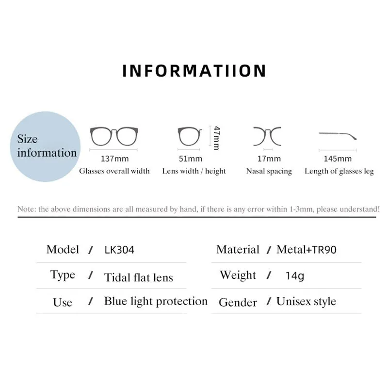 Hotony Women's Full Rim TR 90 Resin Square Frame Eyeglasses Lk304