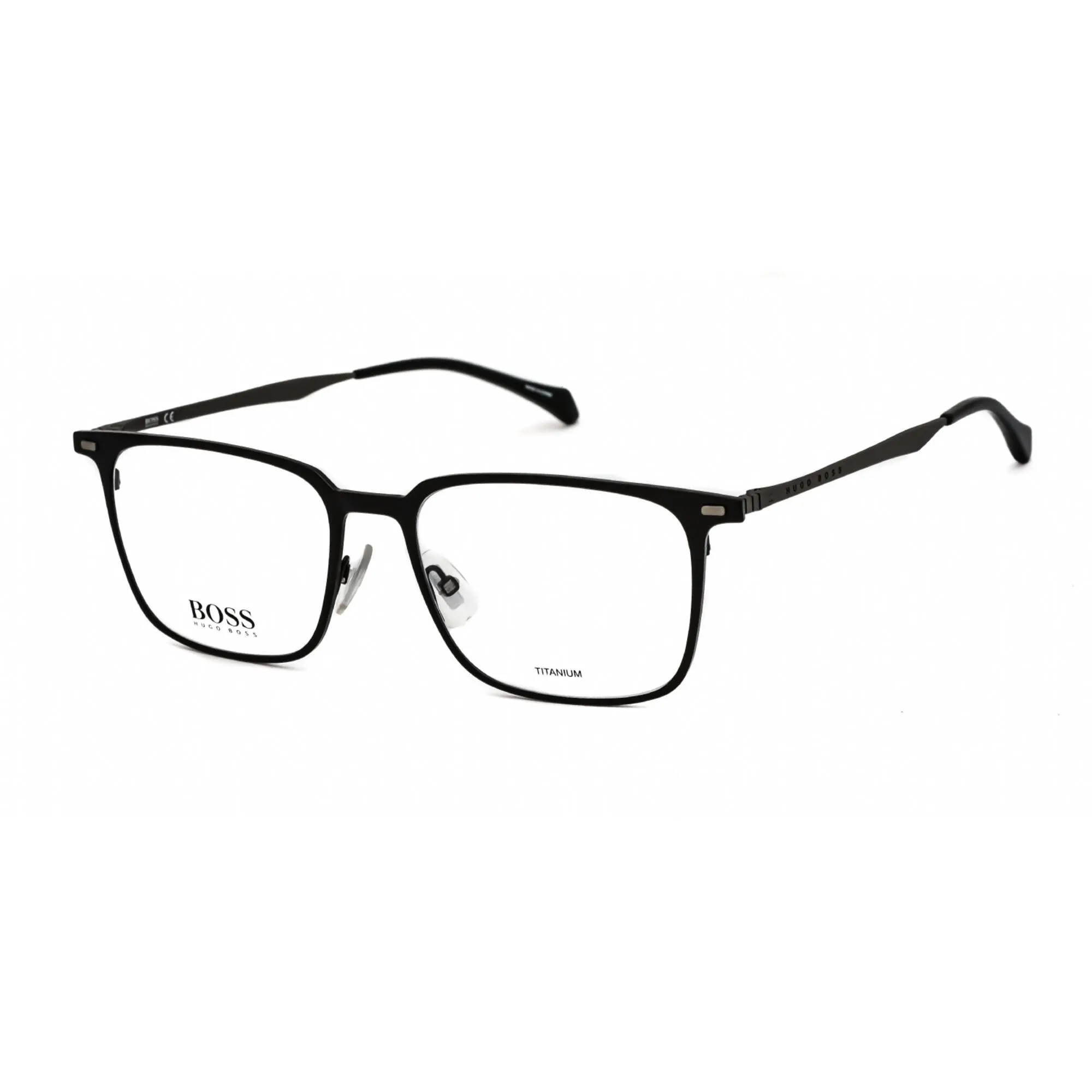 Hugo Boss Men's Eyeglasses - Full Rim Matte Black Metal Rectangular Frame | 1096 003