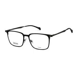 Hugo Boss Men's Eyeglasses - Full Rim Matte Black Metal Rectangular Frame | 1096 003
