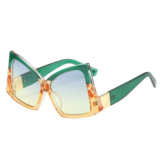 Irregular Square Sunglasses Double Color Frame