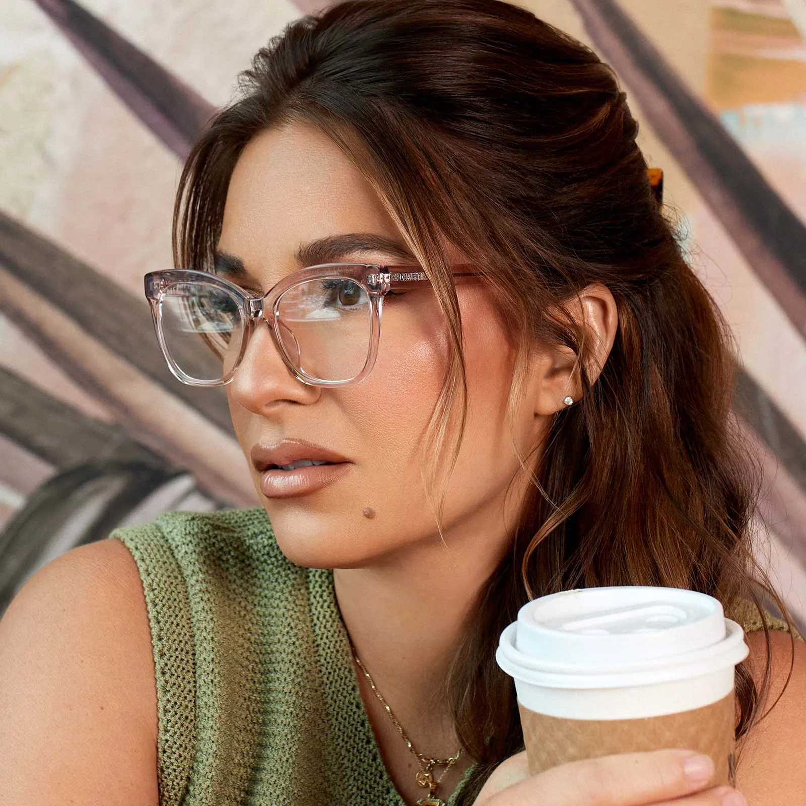JESSIE JAMES DECKER - WINSTON   LIGHT PINK CRYSTAL   PRESCRIPTION GLASSES