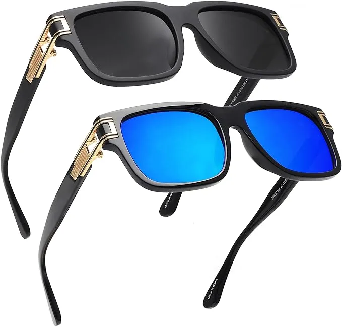 Jim Halo Polarized Sunglasses for Men Women, Classic Retro Square Sun Glasses for Driving Fishing UV400 Protection