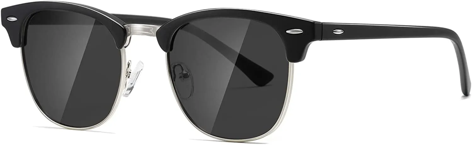 JOLLYNOVA Polarized Sunglasses For Women And Men Semi Rimless Frame Retro Sun Glasses AE0369