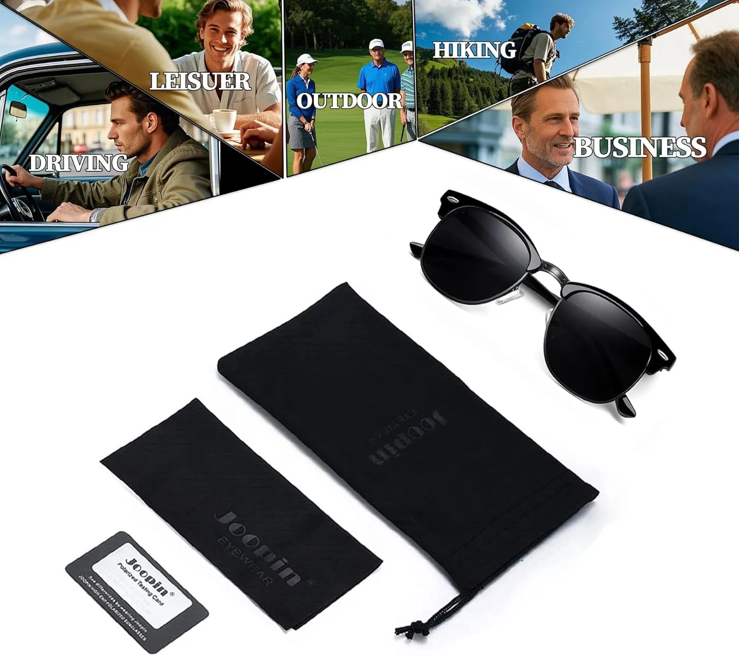 Joopin Vintage Sunglasses Half Frame Sun Glasses Polarized UV Protection Browline Shades for Women Men