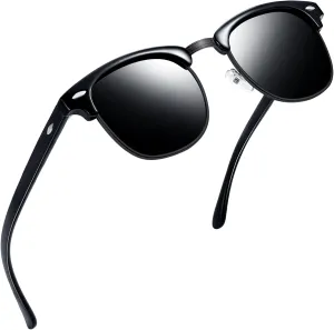 Joopin Vintage Sunglasses Half Frame Sun Glasses Polarized UV Protection Browline Shades for Women Men