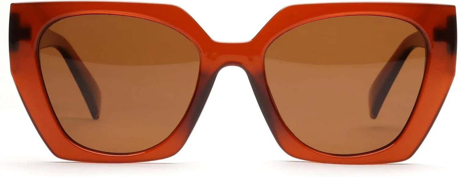 JOO'RTI Trendy Polarized Oversized Sunglasses Womens, Retro Big Square Cat Eye Designer Sunnies