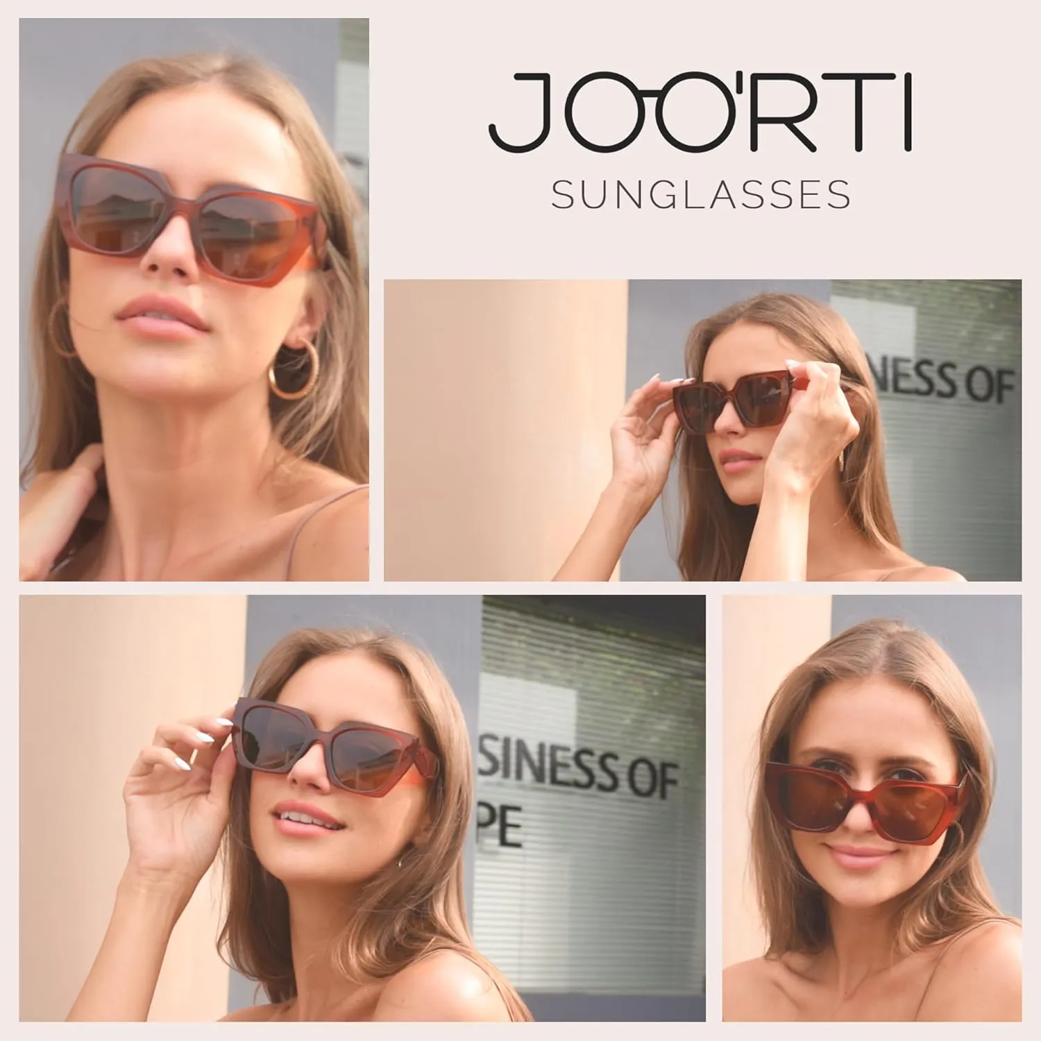 JOO'RTI Trendy Polarized Oversized Sunglasses Womens, Retro Big Square Cat Eye Designer Sunnies