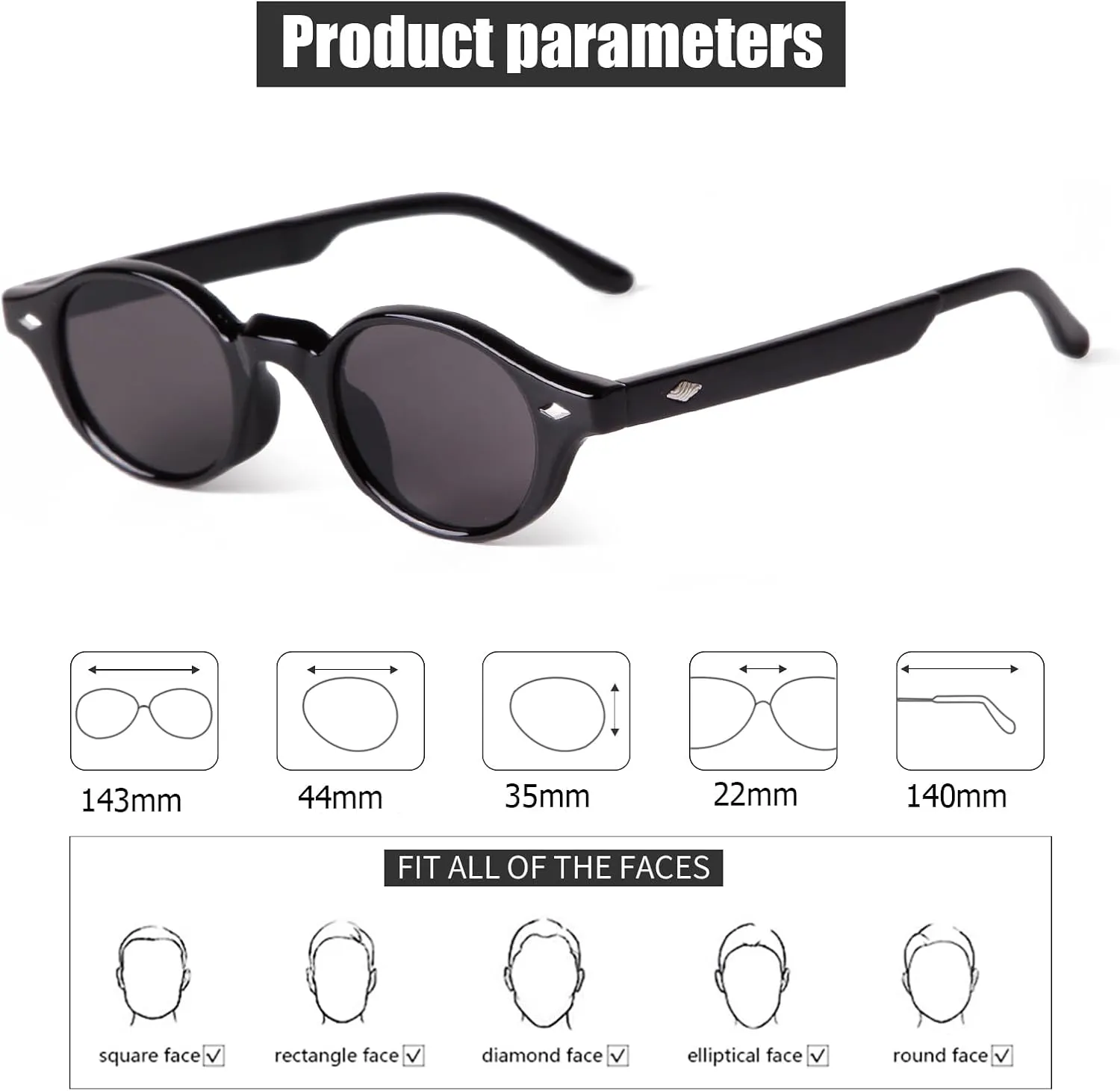 JUDOO Retro Small Round Sunglasses for Women Men Vintage Circle Glasses Costume Cosplay 90s Oval Shades UV400 Protection