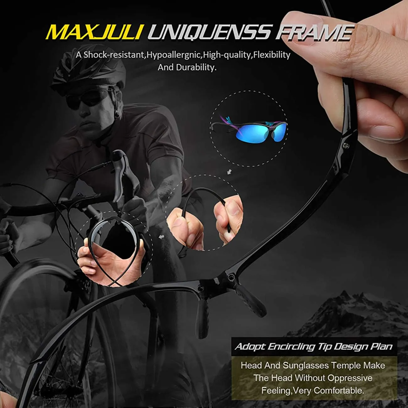JULI Polarized Sports Sunglasses for Men Women Tr90 Unbreakable Frame for Running Fishing Baseball Driving MJ8002