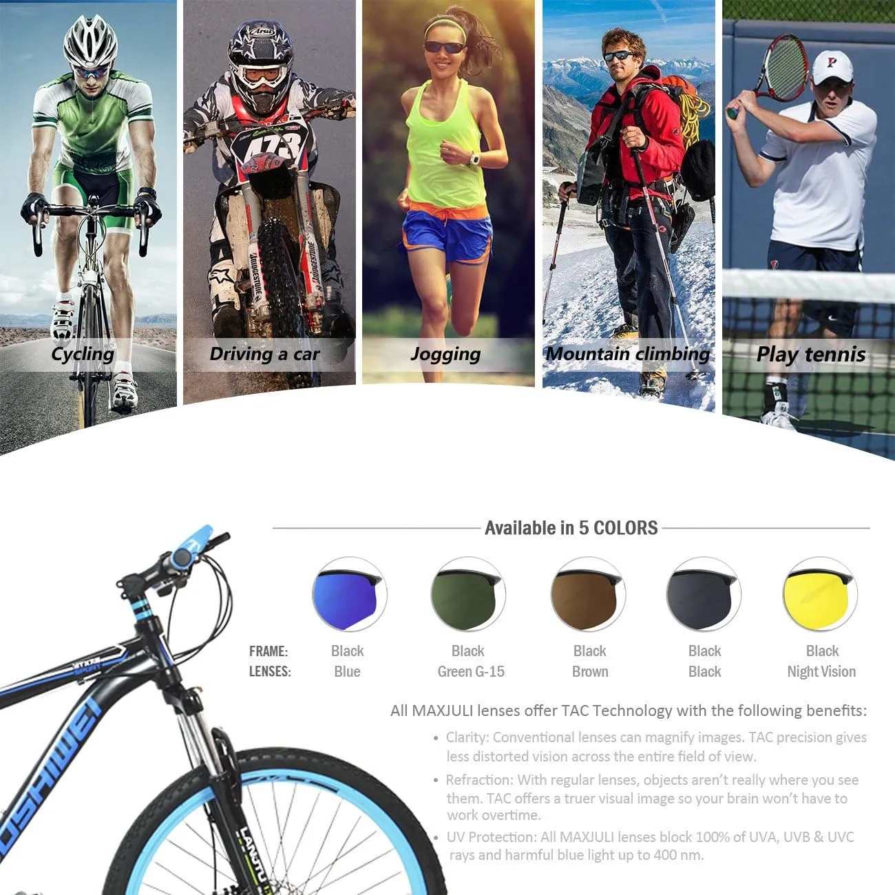 JULI Polarized Sports Sunglasses for Men Women Tr90 Unbreakable Frame for Running Fishing Baseball Driving MJ8002