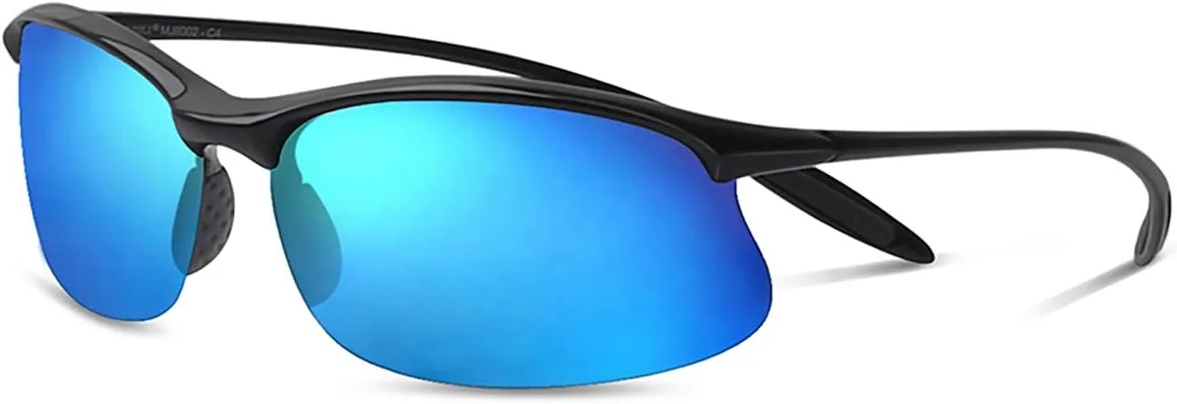JULI Polarized Sports Sunglasses for Men Women Tr90 Unbreakable Frame for Running Fishing Baseball Driving MJ8002