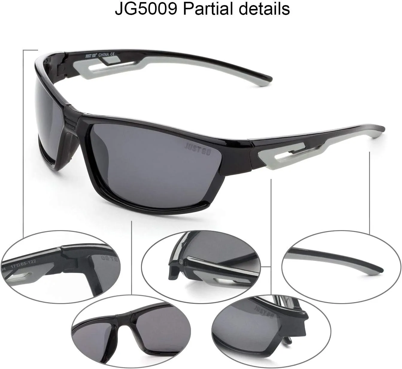 JUST GO Polarized Sports Sunglasses for Baseball Running Cycling Fishing Golf