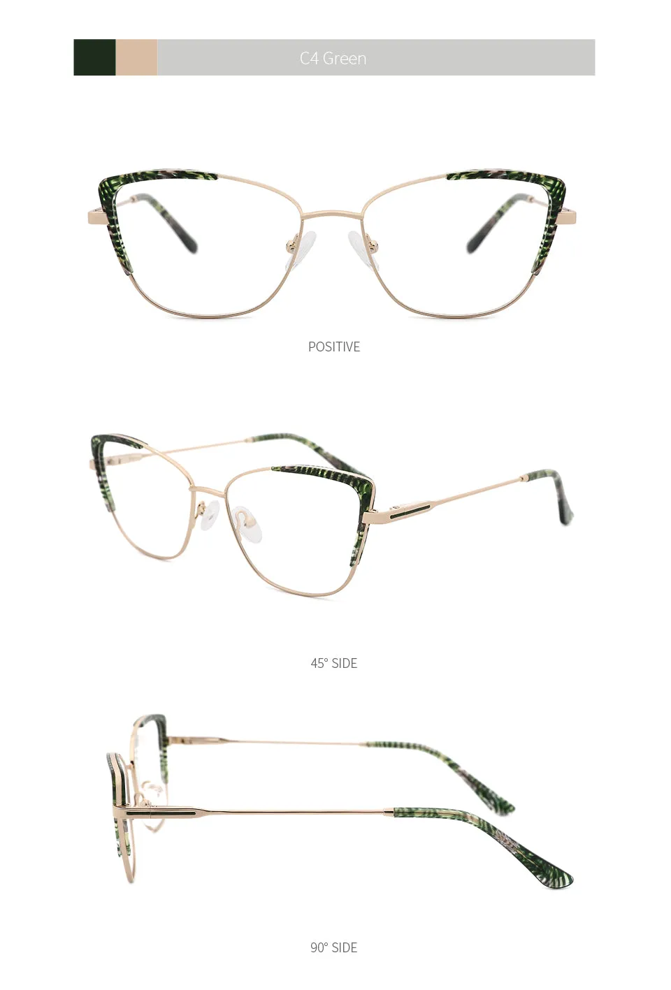 Kansept Women's Full Rim Cat Eye Stainless Steel Frame Eyeglasses Ms8124