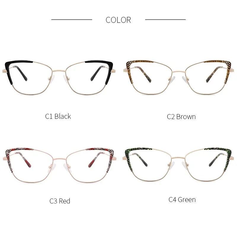 Kansept Women's Full Rim Cat Eye Stainless Steel Frame Eyeglasses Ms8124