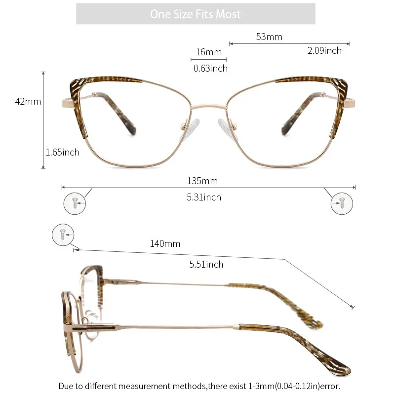 Kansept Women's Full Rim Cat Eye Stainless Steel Frame Eyeglasses Ms8124