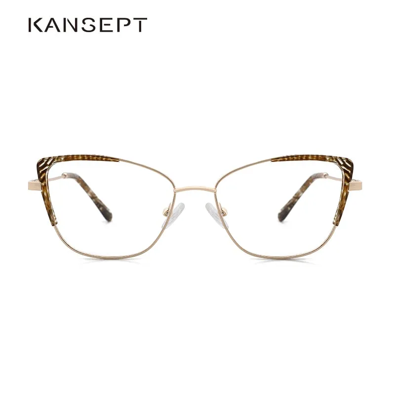 Kansept Women's Full Rim Cat Eye Stainless Steel Frame Eyeglasses Ms8124