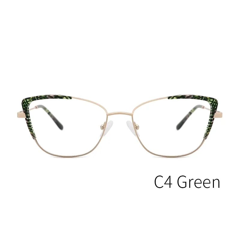 Kansept Women's Full Rim Cat Eye Stainless Steel Frame Eyeglasses Ms8124