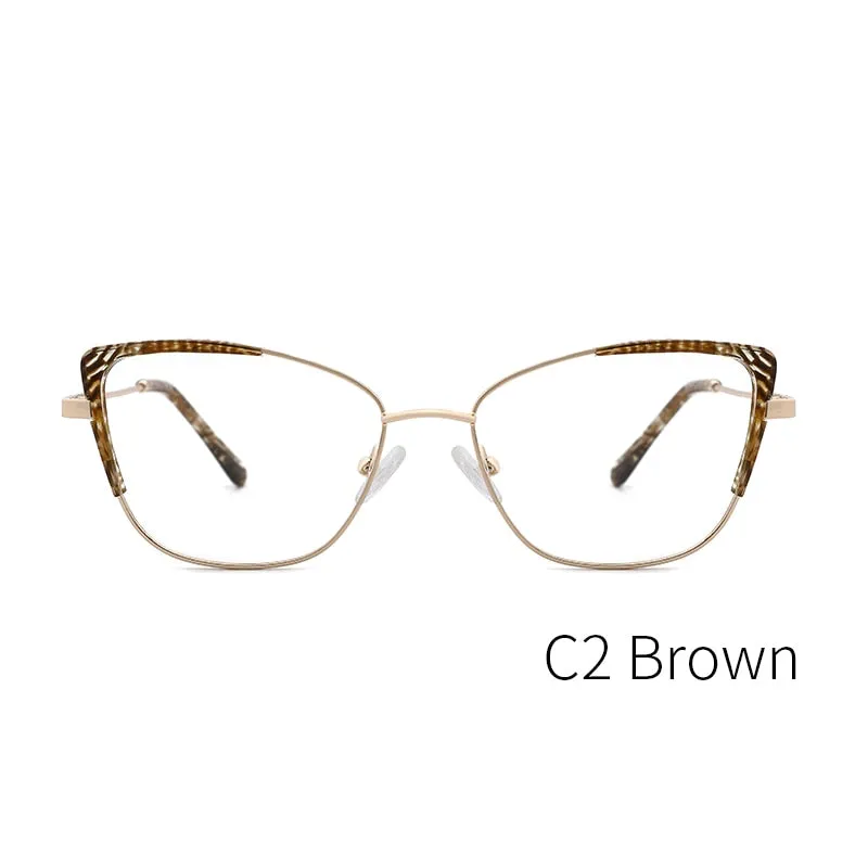 Kansept Women's Full Rim Cat Eye Stainless Steel Frame Eyeglasses Ms8124