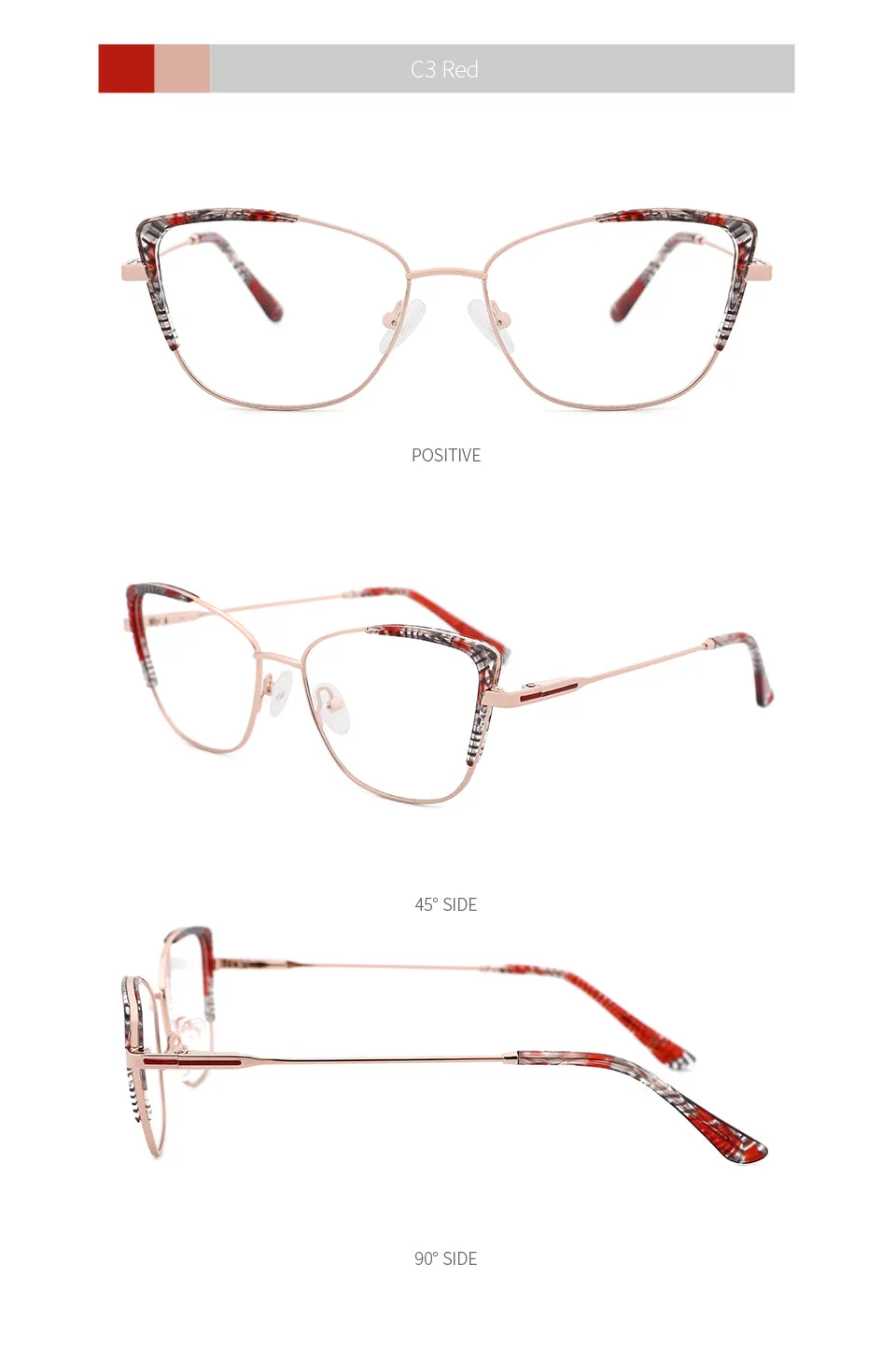 Kansept Women's Full Rim Cat Eye Stainless Steel Frame Eyeglasses Ms8124